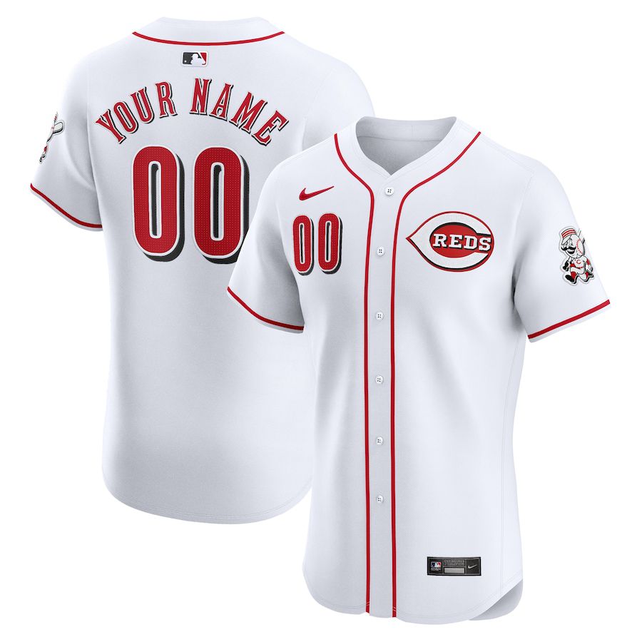 Men Cincinnati Reds Nike White Home Elite Custom MLB Jersey->cincinnati reds->MLB Jersey